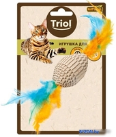 Игрушка для кошек Triol Natural Мяч для регби с перьями 22171051 - фото2