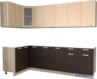 Готовая кухня Интерлиния Мила 12x26 без столешницы (дуб молочный/дуб венге) - фото