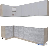 Готовая кухня Интерлиния Мила 12x26 без столешницы (серебристый/бетон) - фото