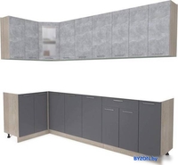 Готовая кухня Интерлиния Мила 12x27 без столешницы (бетон/антрацит) - фото