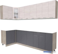 Готовая кухня Интерлиния Мила 12x27 без столешницы (вудлайн кремовый/антрацит) - фото