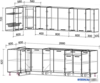 Готовая кухня Интерлиния Мила 12x27 без столешницы (вудлайн кремовый/антрацит) - фото2