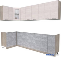 Готовая кухня Интерлиния Мила 12x27 без столешницы (вудлайн кремовый/бетон) - фото