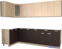 Готовая кухня Интерлиния Мила 12x27 без столешницы (дуб молочный/дуб венге) - фото