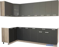 Готовая кухня Интерлиния Мила 12x27 без столешницы (серебристый/антрацит) - фото