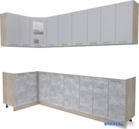 Готовая кухня Интерлиния Мила 12x27 без столешницы (серебристый/бетон) - фото