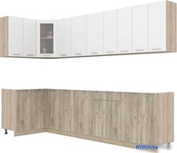 Готовая кухня Интерлиния Мила 12x30 без столешницы (белый платинум/дуб серый) - фото