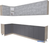 Готовая кухня Интерлиния Мила 12x30 без столешницы (бетон/антрацит) - фото