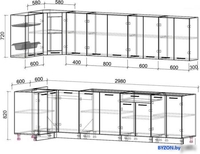 Готовая кухня Интерлиния Мила 12x30 без столешницы (серебристый/бетон) - фото2