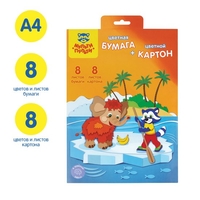 Набор цветной бумаги и картона Мульти-пульти Приключения Енота БК8-8_19463 (16 цв) - фото2
