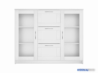 Комод Mio Tesoro Сириус 2 двери со стеклом и 3 ящика 117x95 2.02.03.380.1 (белый) - фото2