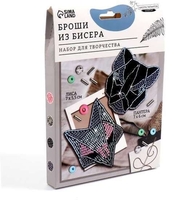 Набор для создания поделок/игрушек Школа талантов Вышивка бисером Брошь. Пантера и лиса 7761458 - фото