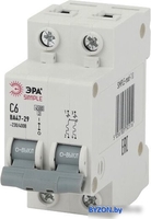 Выключатель автоматический ЭРА Simple-Mod-10 ВА 47-29 2P 6А 4.5кА C Б0039227 - фото