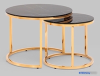 Журнальный столик Stool Group Селена (стекло черный мрамор/золото) - фото