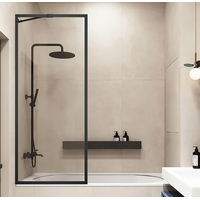 Стеклянная шторка для ванны Veconi 80x150 PL85B-80-01-C7 (стекло прозрачное/черный) - фото