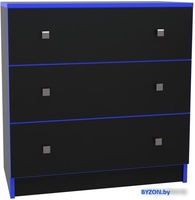 Комод МДК Black BL-КМ1С с 3 ящиками 820x800x418 (черный/кромка синяя) - фото