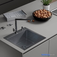 Кухонная мойка Roxen Simple 560220-50B PVD графит (с коландером и дозатором) - фото