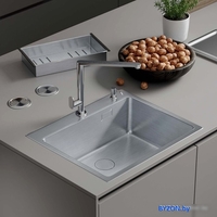 Кухонная мойка Roxen Simple 560220-55 сатин (с коландером и дозатором) - фото