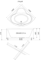 Ванна Triton Грация 140x140 Базовая Flat (с гидромассажем) - фото2