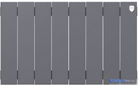 Биметаллический радиатор Royal Thermo PianoForte 300 Silver Satin (8 секций) боковое подключение - фото
