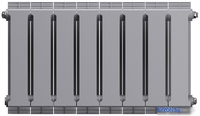 Биметаллический радиатор Royal Thermo PianoForte 300 Silver Satin (8 секций) боковое подключение - фото2