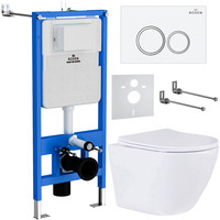 Унитаз подвесной Roxen Antares в комплекте с инсталляцией StounFix Dual Fresh 6 в 1 501057 (кнопка: белый глянец) - фото