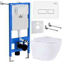 Унитаз подвесной Roxen Antares в комплекте с инсталляцией StounFix Dual Fresh 6 в 1 569295 (кнопка: белый глянец) - фото