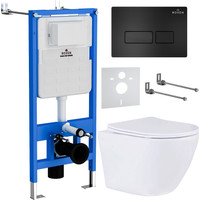 Унитаз подвесной Roxen Antares One Rimless 6 в 1 StounFix Dual Fresh 577729 (кнопка: черный матовый) - фото