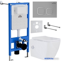 Унитаз подвесной Roxen Cube Bidet One Rimless 6 в 1 StounFix Dual Fresh 569118 (кнопка: матовая) - фото