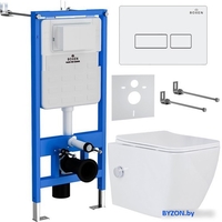 Унитаз подвесной Roxen Cube Bidet в комплекте с инсталляцией StounFix Dual Fresh 6 в 1 577477 (кнопка: белый глянец) - фото
