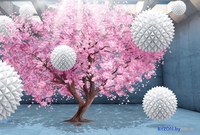 Фотообои ФабрикаФресок 3D Шары на фоне сакуры 834270 (400x270) - фото
