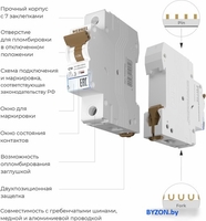 Выключатель автоматический Werkel 1P 10 A C 6 кА W901P106 - фото2