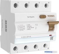 Устройство защитного отключения Werkel 3P+N 63 A 30m А АС 6 kА W914P636 - фото