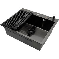 Кухонная мойка ARFEKA ECO AR мойка 600*500, роллер-мат, дозатор Black - фото