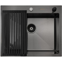 Кухонная мойка ARFEKA ECO AR мойка 600*500, роллер-мат, дозатор Black - фото2