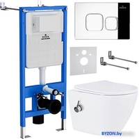 Унитаз подвесной Roxen Antares Bidet в комплекте с инсталляцией StounFix Dual Fresh 6 в 1 942567 (кнопка: хром глянец) - фото