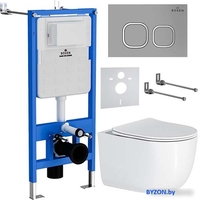 Унитаз подвесной Roxen Vortex Tornado в комплекте с инсталляцией StounFix Dual Fresh 6 в 1 964479 (кнопка: хром матовый) - фото