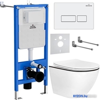 Унитаз подвесной Roxen Antares Black в комплекте с инсталляцией StounFix Dual Fresh 6 в 1 964744 (кнопка: белый глянец) - фото