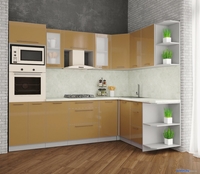 Готовая кухня Интерлиния Мила Пластик 1.68x2.6 правая (капучино/капучино глянец/опал светлый) - фото2
