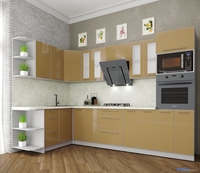 Готовая кухня Интерлиния Мила Пластик 1.68x3.0 левая (капучино/капучино глянец/опал светлый) - фото2