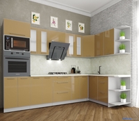 Готовая кухня Интерлиния Мила Пластик 1.68x3.0 правая (капучино/капучино глянец/опал светлый) - фото2