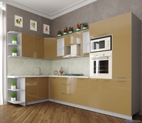 Готовая кухня Интерлиния Мила Пластик 1.68x3.2 левая (капучино/капучино глянец/опал светлый) - фото2