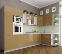Готовая кухня Интерлиния Мила Пластик 1.68x3.2 правая (капучино/капучино глянец/опал светлый) - фото2
