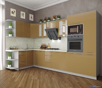 Готовая кухня Интерлиния Мила Пластик 1.68x3.4 левая (капучино/капучино глянец/опал светлый) - фото2