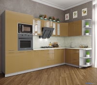 Готовая кухня Интерлиния Мила Пластик 1.68x3.4 правая (капучино/капучино глянец/опал светлый) - фото2