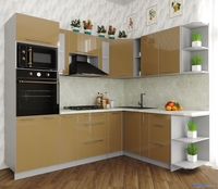Готовая кухня Интерлиния Мила Пластик 1.88x2.4 правая (капучино/капучино глянец/опал светлый) - фото2
