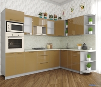 Готовая кухня Интерлиния Мила Пластик 1.88x2.8 правая (капучино/капучино глянец/опал светлый) - фото2
