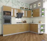 Готовая кухня Интерлиния Мила Пластик 1.88x3.0 правая (капучино/капучино глянец/опал светлый) - фото2