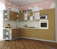 Готовая кухня Интерлиния Мила Пластик 1.88x3.2 левая (капучино/капучино глянец/опал светлый) - фото2
