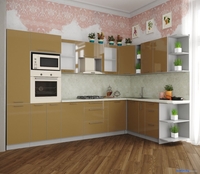 Готовая кухня Интерлиния Мила Пластик 1.88x3.2 правая (капучино/капучино глянец/опал светлый) - фото2